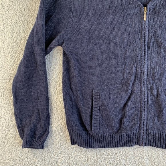 Christopher & Banks Cardigan Sweater Womens Medium Full Zip Pockets V Neck Blue - Picture 6 of 12